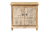 Antique Indian Floral Hand Carved Solid Wooden Vanity Natural 90x40x90cm A0111  -
